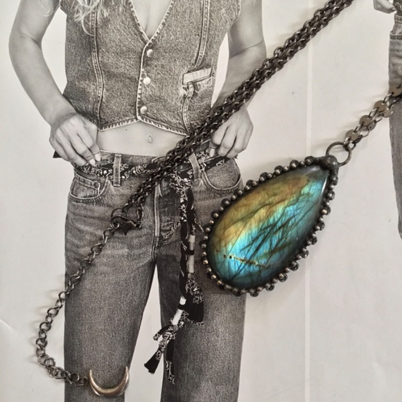 Labradorite and Sterling Silver Artisan Crafted Necklace is NWOT: Lots of Flash! - Picture 2 of 6